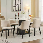 Lot de 4/6 chaises de salle à manger, chaises de cuisine/salle à manger rembourrées, chaises de salle à manger de ferme en tissu de lin avec pieds réglables pour salle à manger, salon