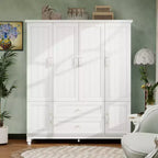 Armoire en bois blanc de 156 cm avec 2 tiroirs, tringle et étagères