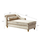 Fauteuil méridienne de rangement élégant français en velours avec coussin