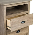 Table de chevet haute côtière grise avec 2 tiroirs et étagère ouverte – Simple