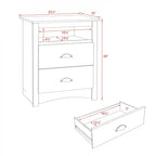 Table de chevet haute côtière grise avec 2 tiroirs et étagère ouverte – Simple