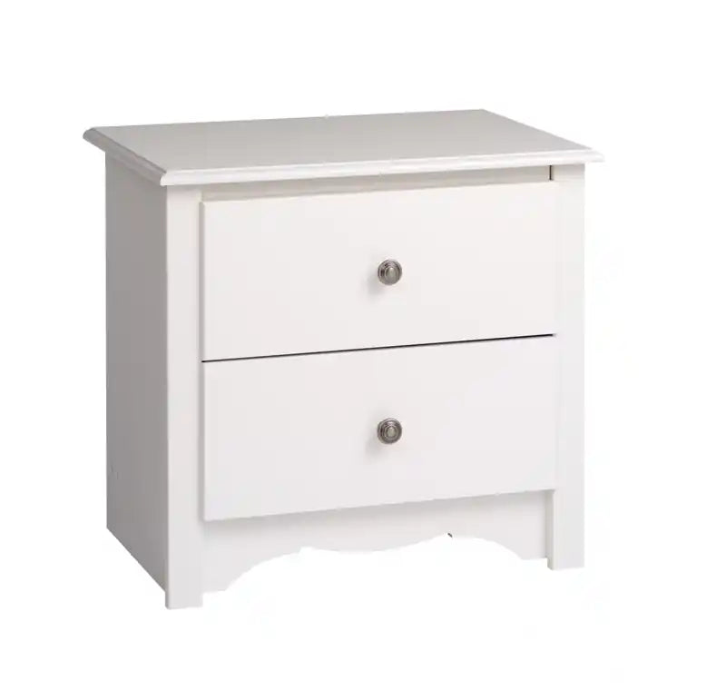 Table de chevet classique 2 tiroirs Rouge / Blanc – Unité