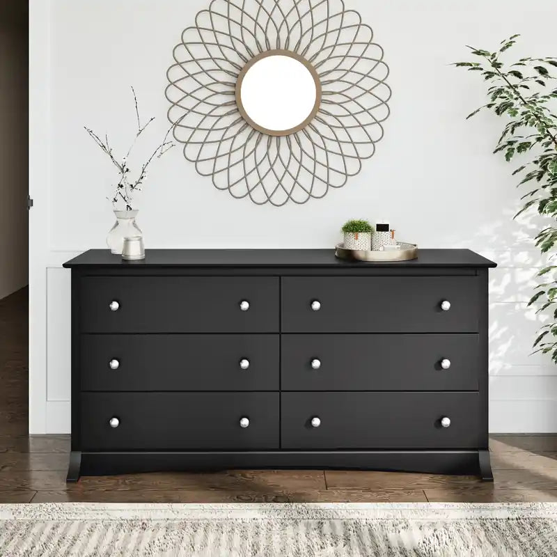 Commode Traditionnelle à 6 Tiroirs Marron Foncé/Noir – Simple