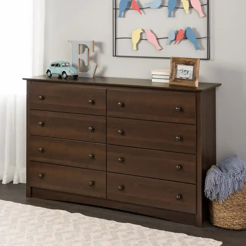 Commode Double Traditionnelle Brun Foncé à 8 Tiroirs