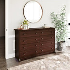 Commode Double Traditionnelle Brun Foncé à 8 Tiroirs