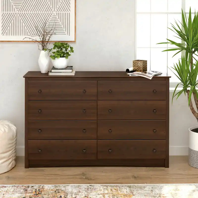 Commode Double Traditionnelle Brun Foncé à 8 Tiroirs
