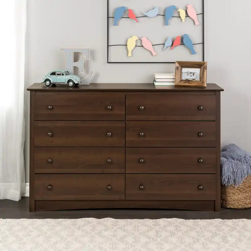 Commode Double Traditionnelle Brun Foncé à 8 Tiroirs