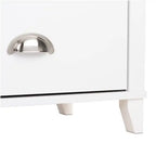 Table de chevet moderne haute à 2 tiroirs – Blanc / Noir / Marron foncé – Simple