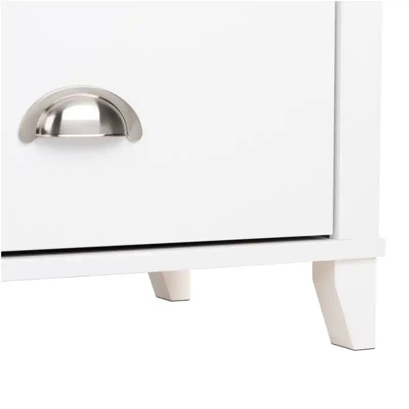 Table de chevet moderne haute à 2 tiroirs – Blanc / Noir / Marron foncé – Simple