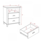 Table de chevet moderne haute à 2 tiroirs – Blanc / Noir / Marron foncé – Simple