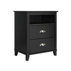 Table de chevet moderne haute à 2 tiroirs – Blanc / Noir / Marron foncé – Simple