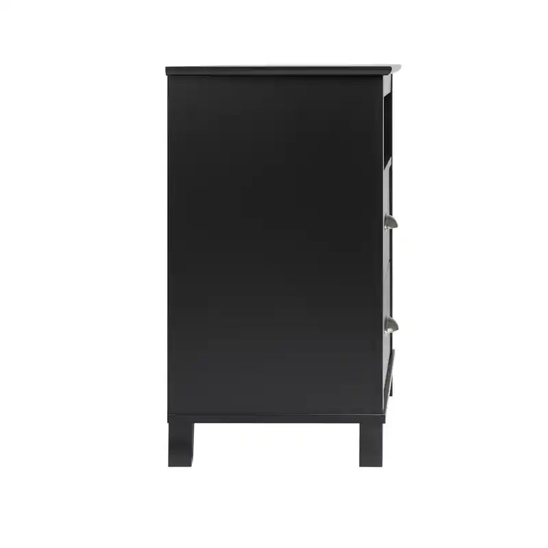Table de chevet moderne haute à 2 tiroirs – Blanc / Noir / Marron foncé – Simple