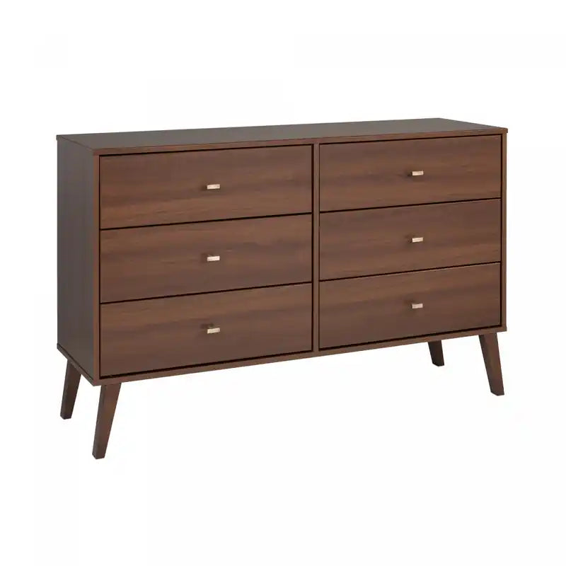 Commode à 6 tiroirs de style moderne du milieu du siècle, noire/grise/blanche/rouge – Simple