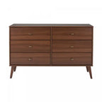 Commode à 6 tiroirs de style moderne du milieu du siècle, noire/grise/blanche/rouge – Simple