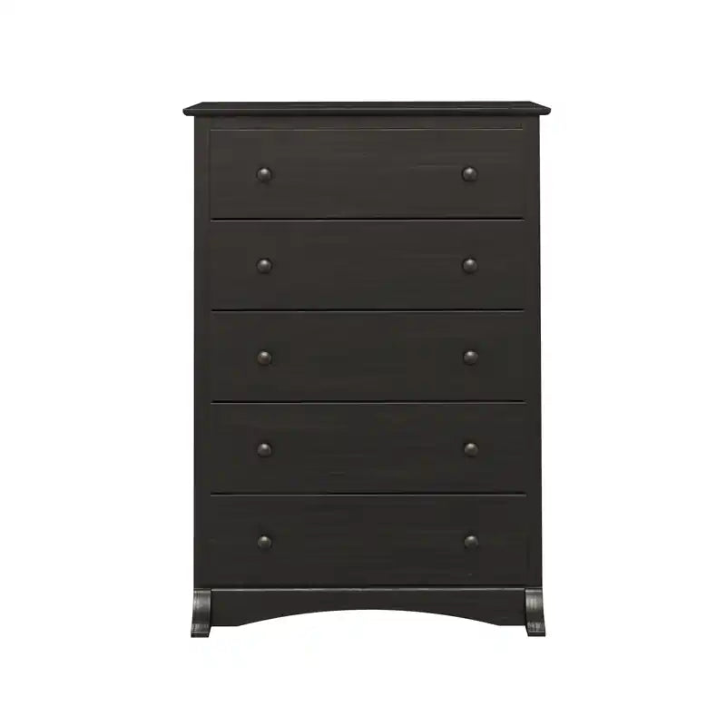 Commode 5 tiroirs moderne noire / brun foncé – Simple