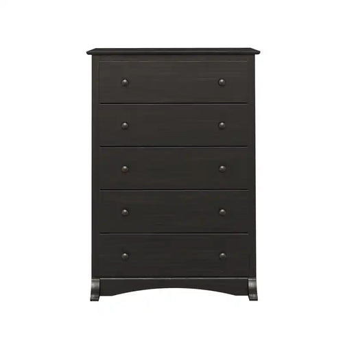 Commode 5 tiroirs moderne noire / brun foncé – Simple