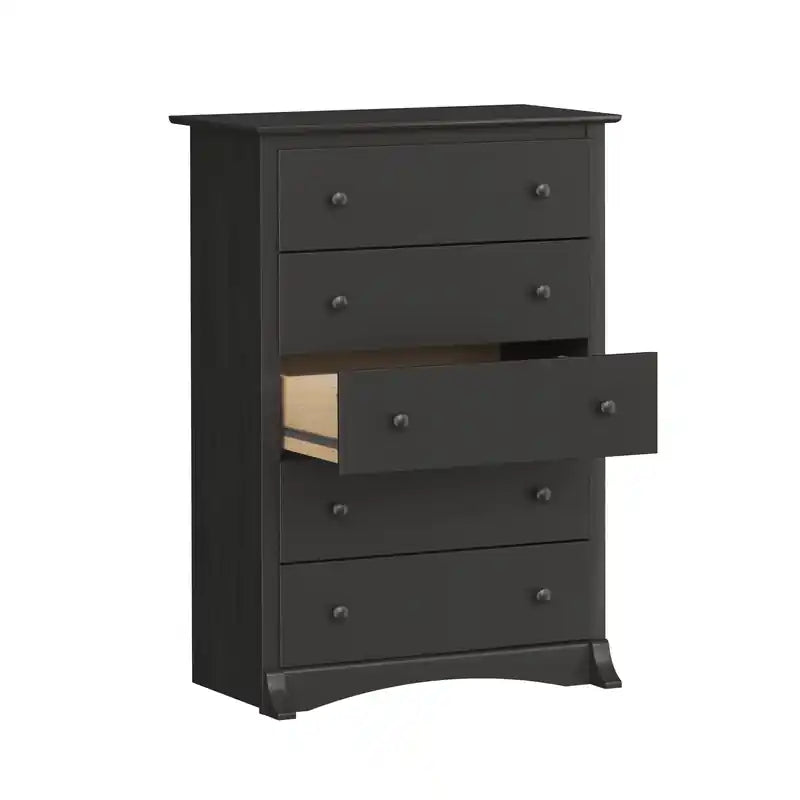 Commode 5 tiroirs moderne noire / brun foncé – Simple