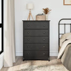 Commode 5 tiroirs moderne noire / brun foncé – Simple