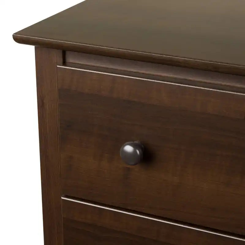 Table de chevet traditionnelle brun foncé à 2 tiroirs – Simple