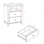 Table de chevet moderne haute à 2 tiroirs – Blanc / Noir / Marron foncé – Simple