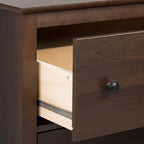 Table de chevet moderne haute à 2 tiroirs – Blanc / Noir / Marron foncé – Simple