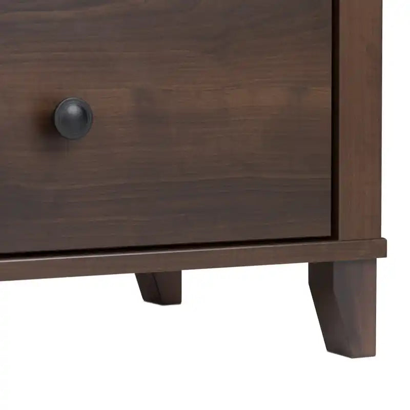 Table de chevet moderne haute à 2 tiroirs – Blanc / Noir / Marron foncé – Simple