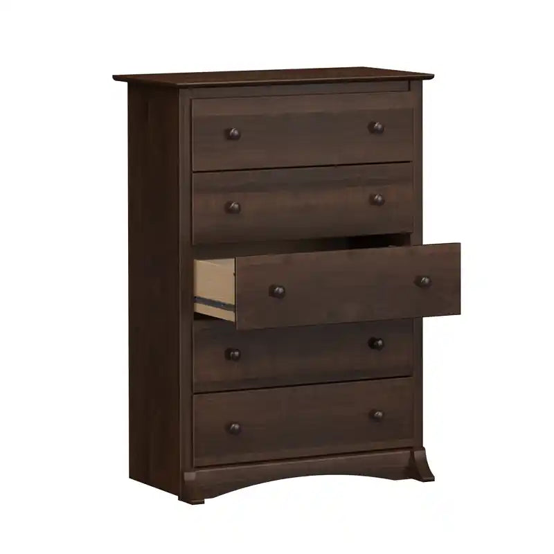 Commode 5 tiroirs moderne noire / brun foncé – Simple
