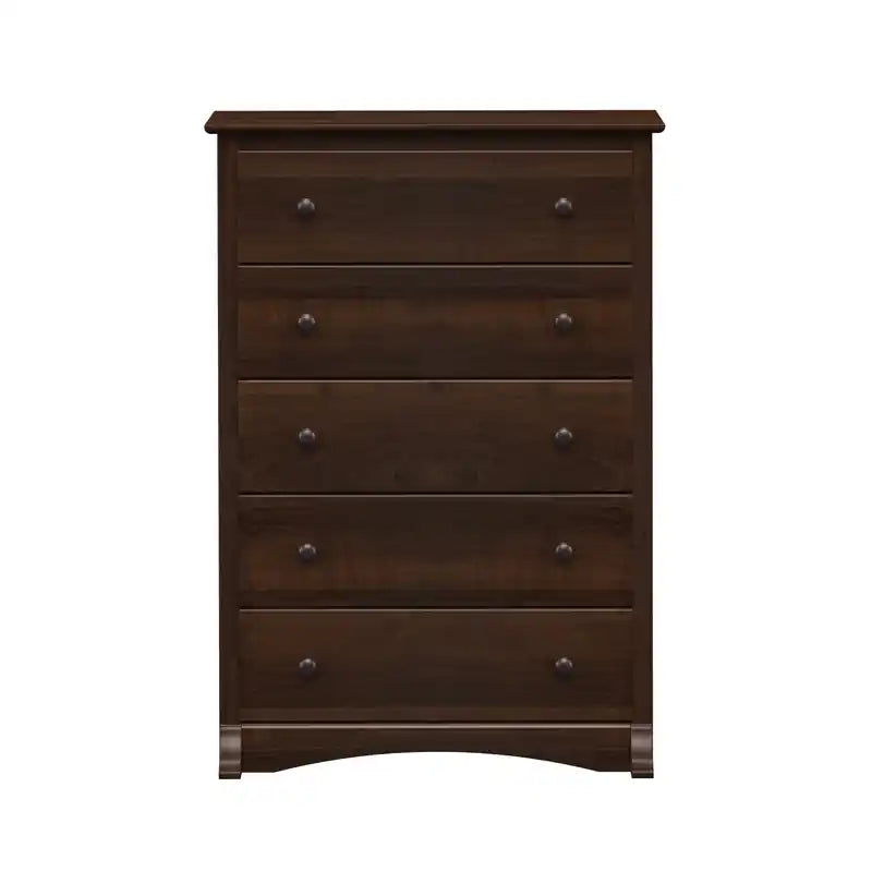 Commode 5 tiroirs moderne noire / brun foncé – Simple