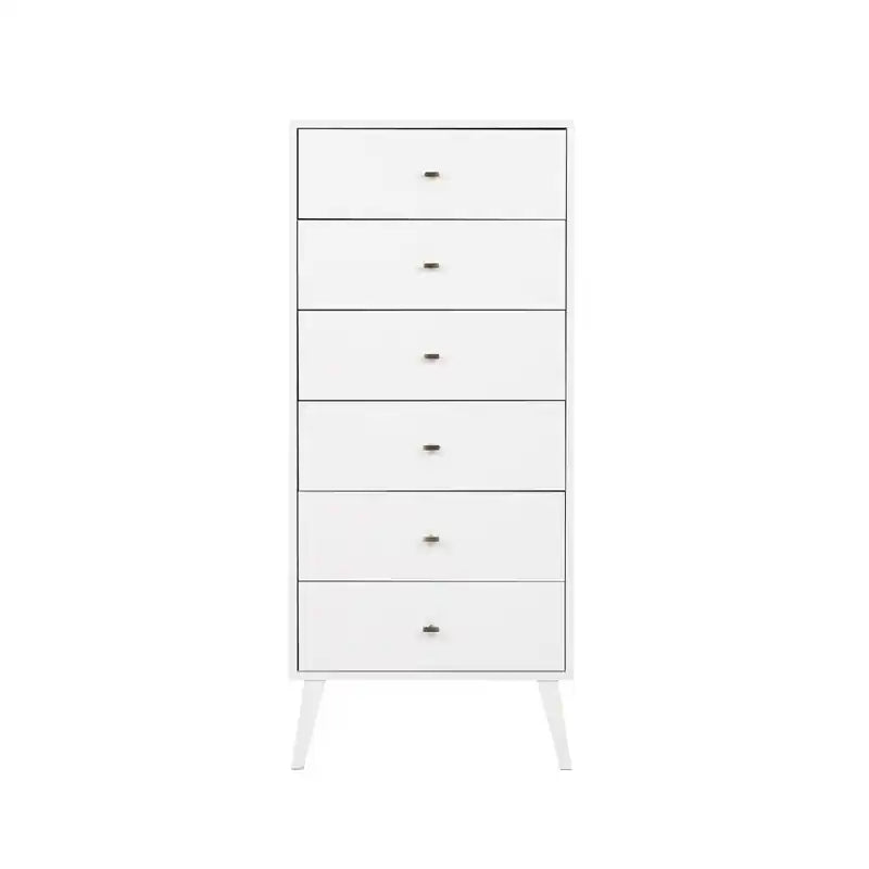 Commode haute rétro à 6 tiroirs blanc/rouge – Simple