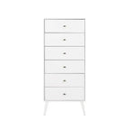 Commode haute rétro à 6 tiroirs blanc/rouge – Simple