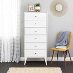 Commode haute rétro à 6 tiroirs blanc/rouge – Simple
