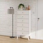 Commode haute rétro à 6 tiroirs blanc/rouge – Simple