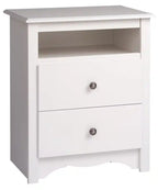 Table de chevet classique haute à 2 tiroirs avec étagère ouverte – Rouge/Blanc – Simple