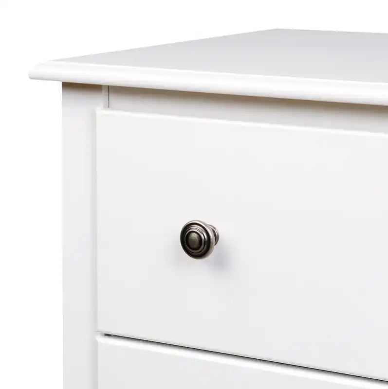 Table de chevet classique haute à 2 tiroirs avec étagère ouverte – Rouge/Blanc – Simple