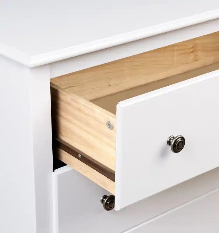 Table de chevet classique haute à 2 tiroirs avec étagère ouverte – Rouge/Blanc – Simple