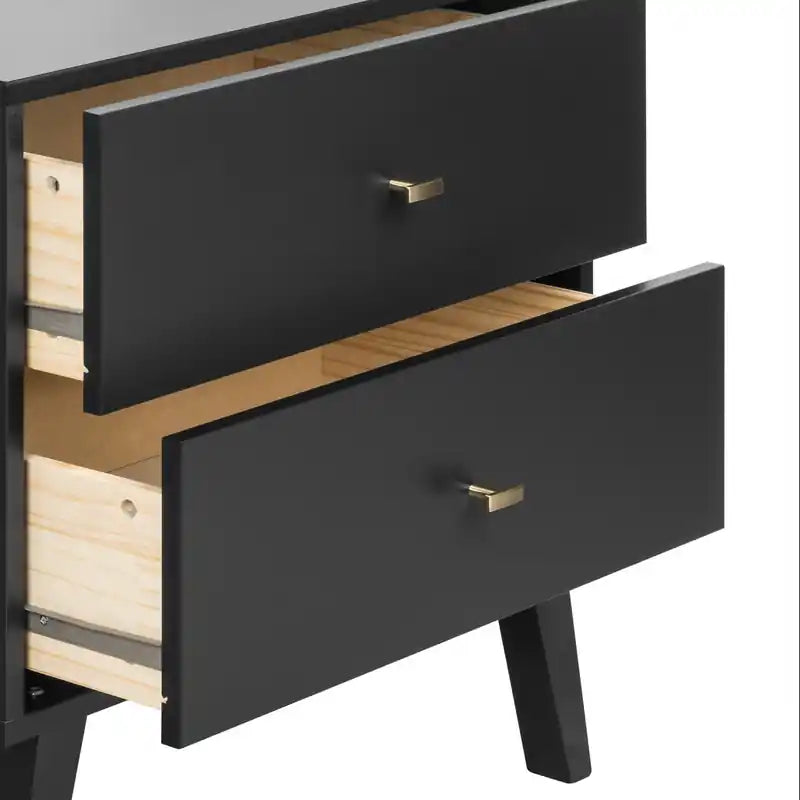 Commode à 6 tiroirs de style moderne du milieu du siècle, noire/grise/blanche/rouge – Simple