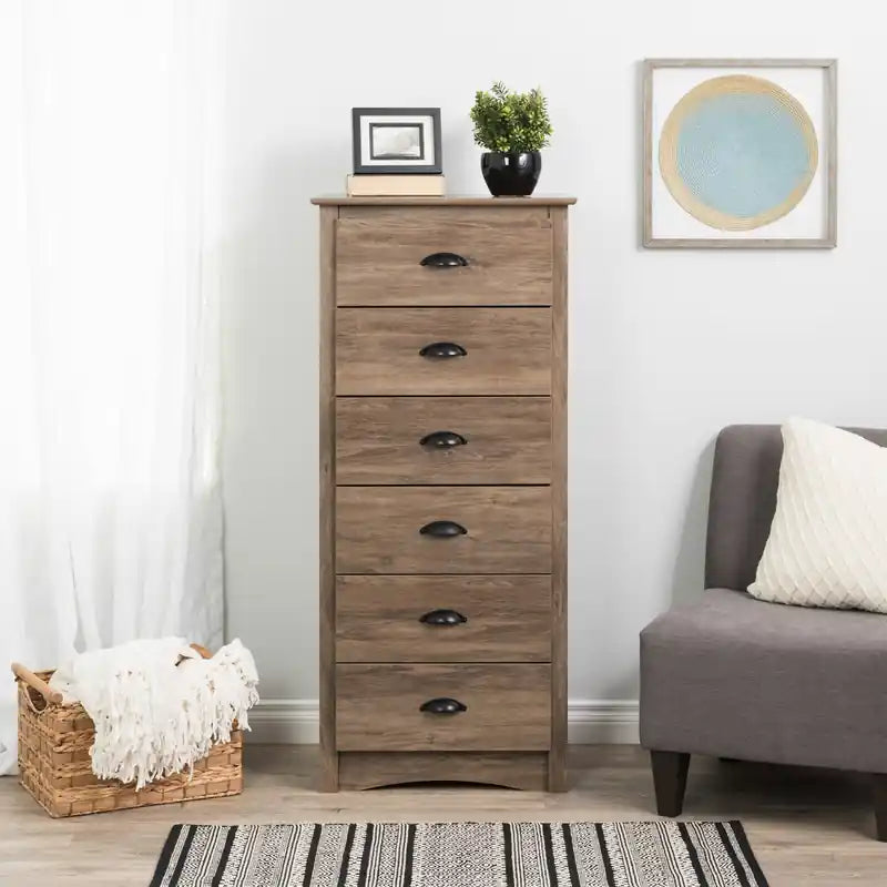 Commode haute grise à 6 tiroirs – Simple