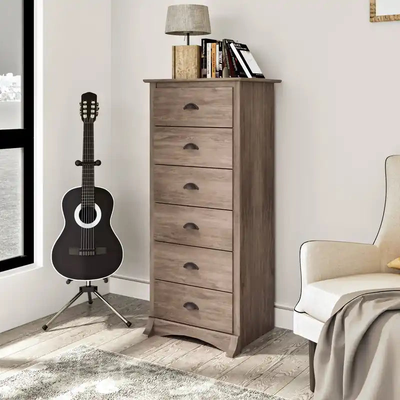Commode haute grise à 6 tiroirs – Simple