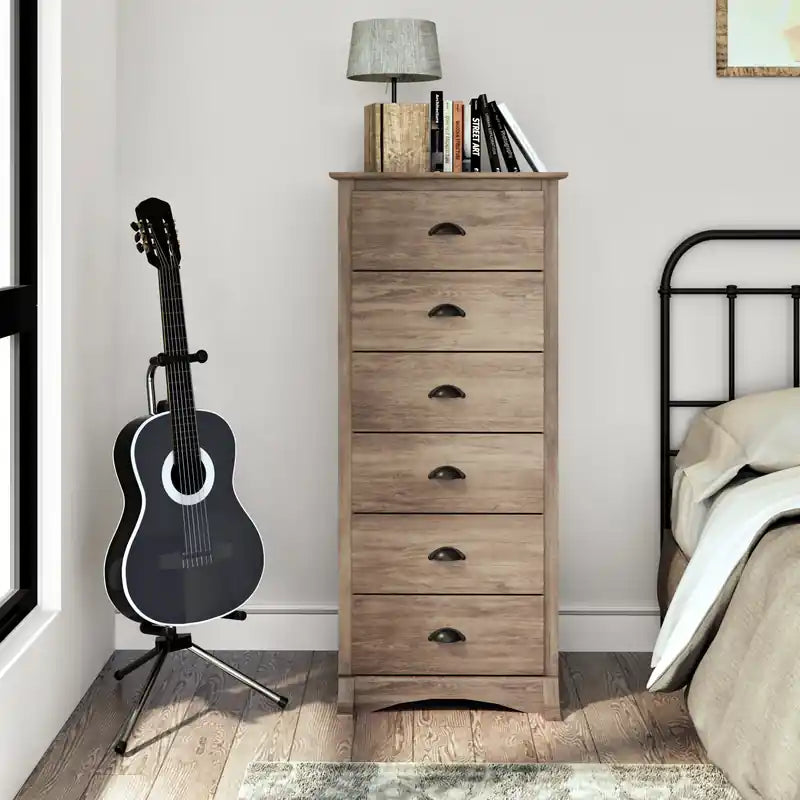 Commode haute grise à 6 tiroirs – Simple
