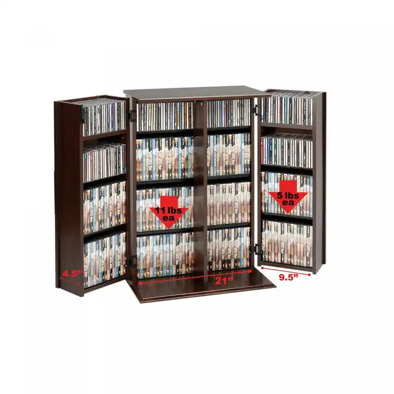 Meuble de rangement multimédia verrouillable avec portes style Shaker