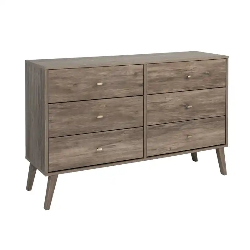 Commode à 6 tiroirs de style moderne du milieu du siècle, noire/grise/blanche/rouge – Simple
