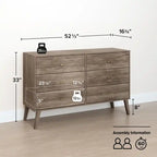 Commode à 6 tiroirs de style moderne du milieu du siècle, noire/grise/blanche/rouge – Simple