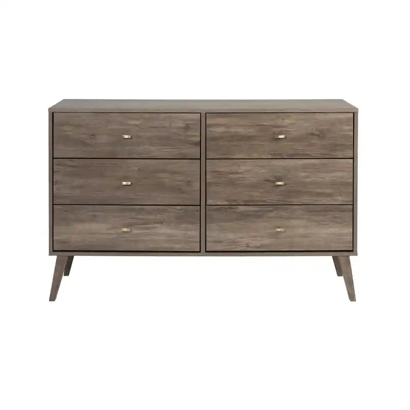 Commode à 6 tiroirs de style moderne du milieu du siècle, noire/grise/blanche/rouge – Simple