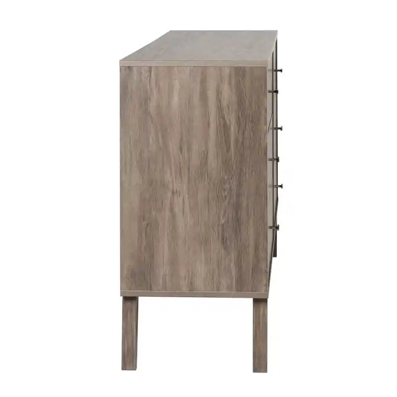 Commode à 6 tiroirs de style moderne du milieu du siècle, noire/grise/blanche/rouge – Simple