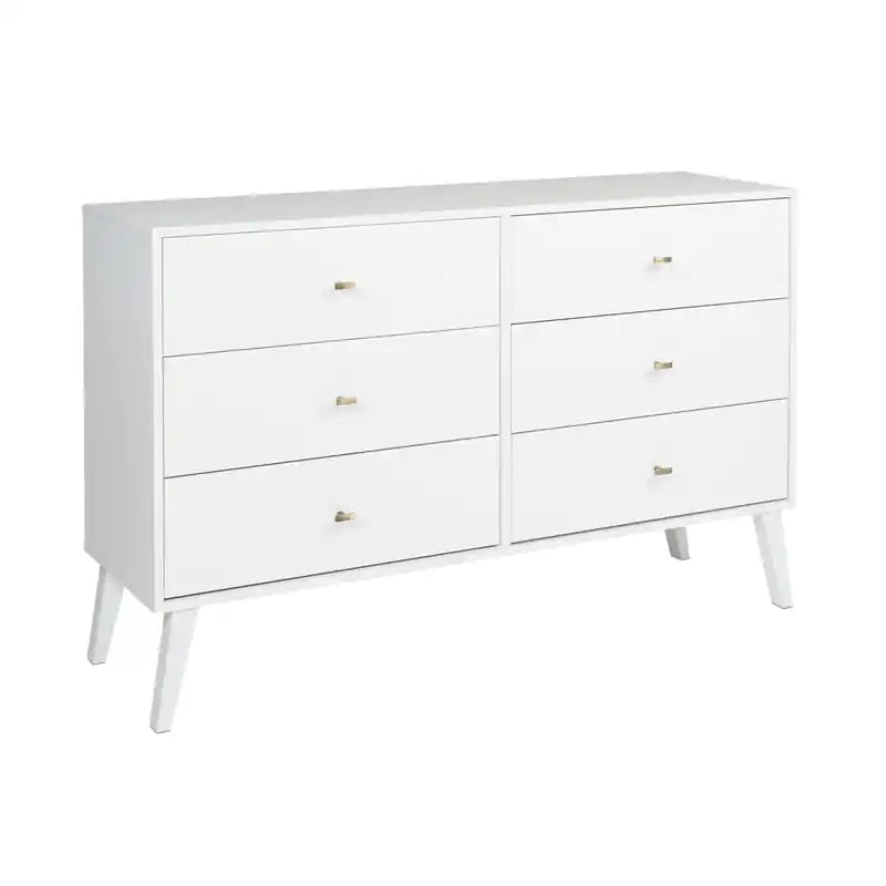 Commode à 6 tiroirs de style moderne du milieu du siècle, noire/grise/blanche/rouge – Simple