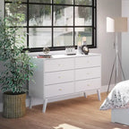 Commode à 6 tiroirs de style moderne du milieu du siècle, noire/grise/blanche/rouge – Simple