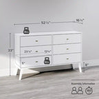 Commode à 6 tiroirs de style moderne du milieu du siècle, noire/grise/blanche/rouge – Simple