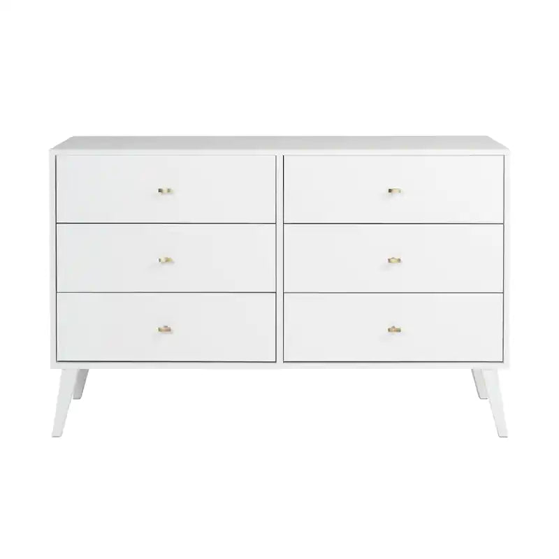 Commode à 6 tiroirs de style moderne du milieu du siècle, noire/grise/blanche/rouge – Simple