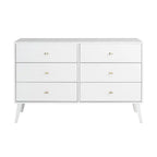 Commode à 6 tiroirs de style moderne du milieu du siècle, noire/grise/blanche/rouge – Simple