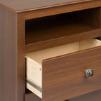 Table de chevet classique haute à 2 tiroirs avec étagère ouverte – Rouge/Blanc – Simple
